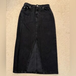 Asos long black denim skirt. Size 6 petite